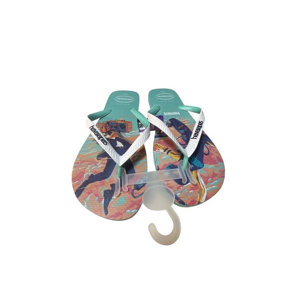 Havaianas Mens Fortnite Flip Flops Sandals Size 13 Aqua Blue Rubber NWT - Picture 2 of 4